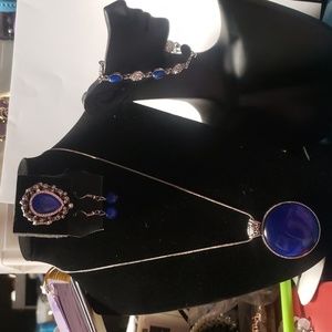 Paparazzi blue necklace with matching earrings and ring with bracelet